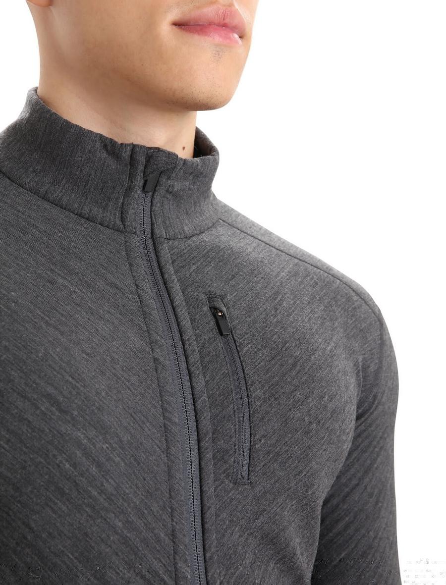 Icebreaker RealFleece™ Merino Descender Long Sleeve Zip Miesten Takki Mustat | FI 1243XYUF